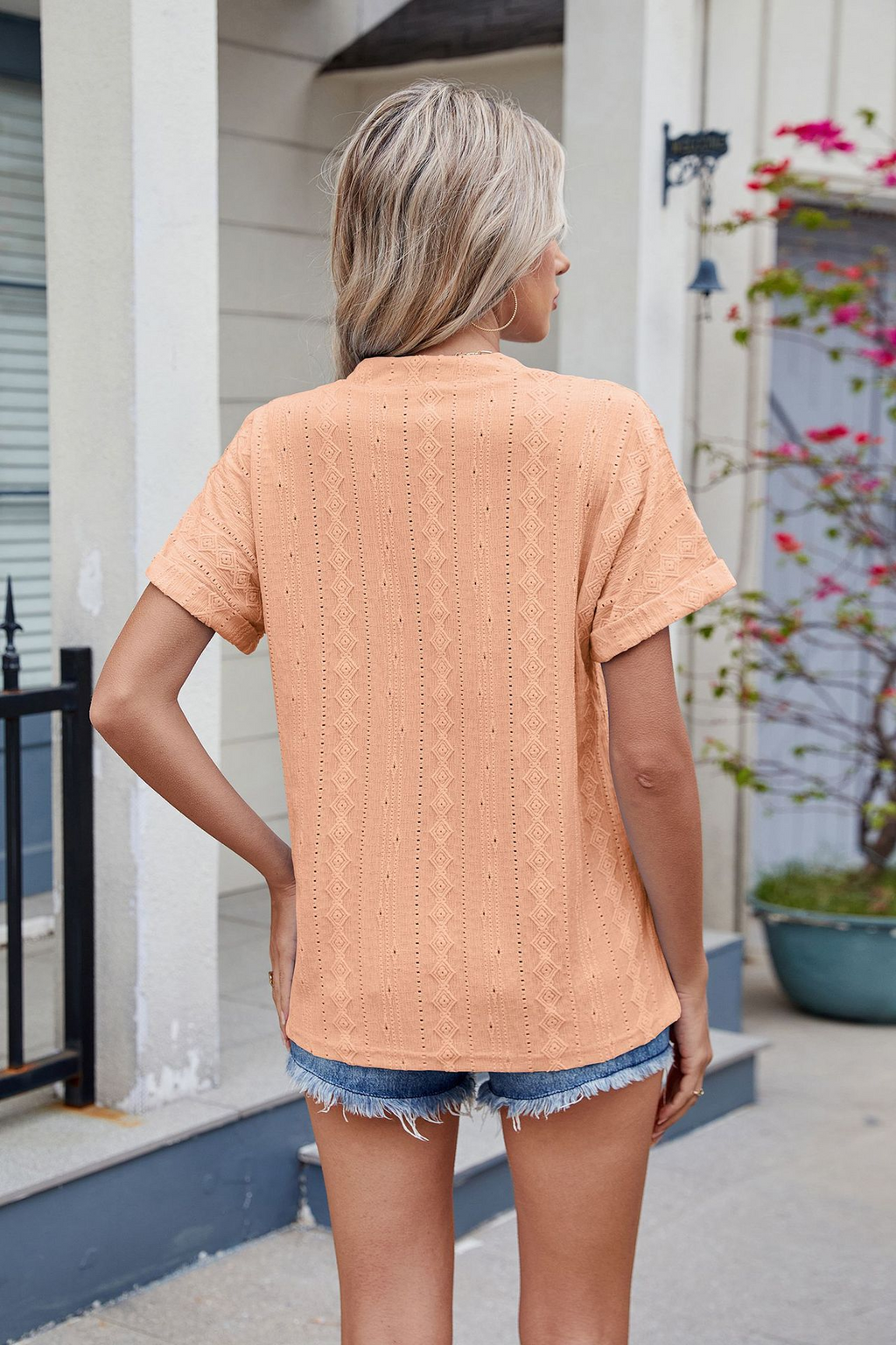 Polyester Cotton V Neck Elegant Casual Blouse