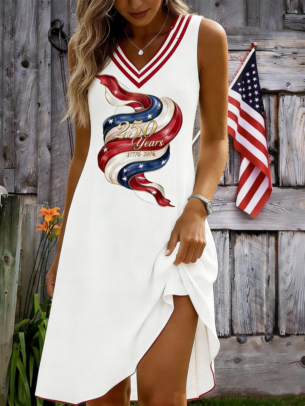 Cotton Independence Day Casual Dress With No
