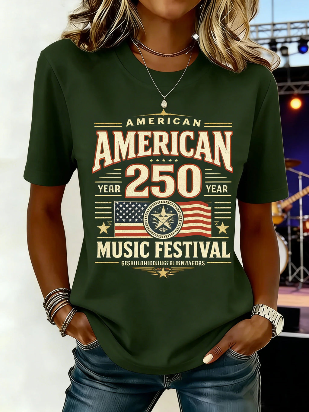 Women's 250th Anniversary Of The Founding Of the United States Cotton Vintage Short Sleeve Crew Neck 3D Printing Daily Going Out Casual T-Shirt