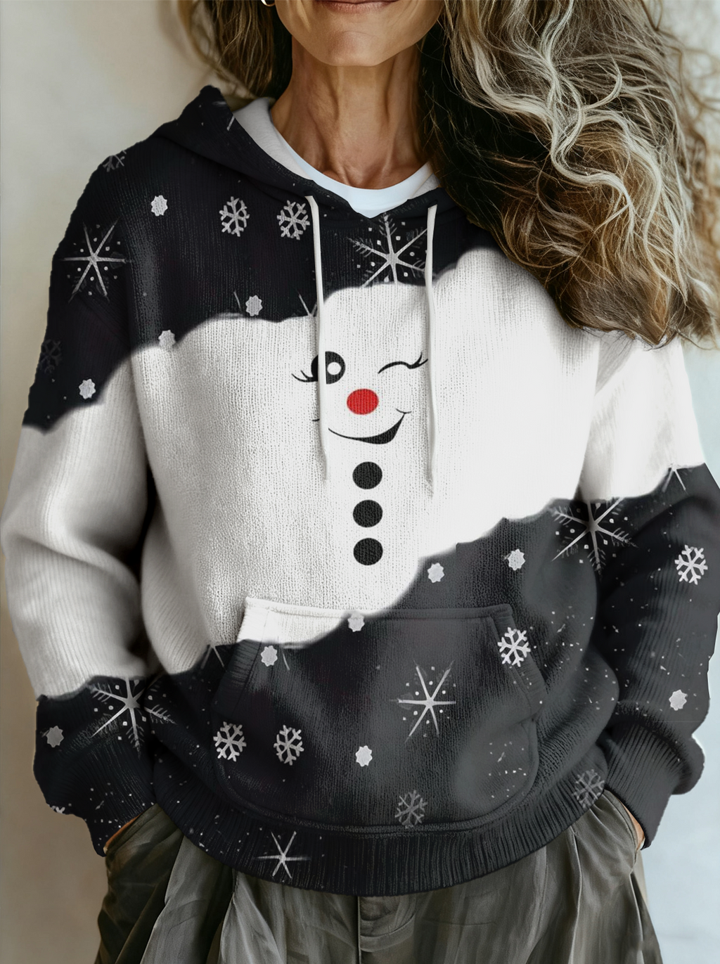 Multicolor Block Hoodie Vintage Sweater