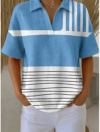 Striped Vintage Polo Collar T-Shirt