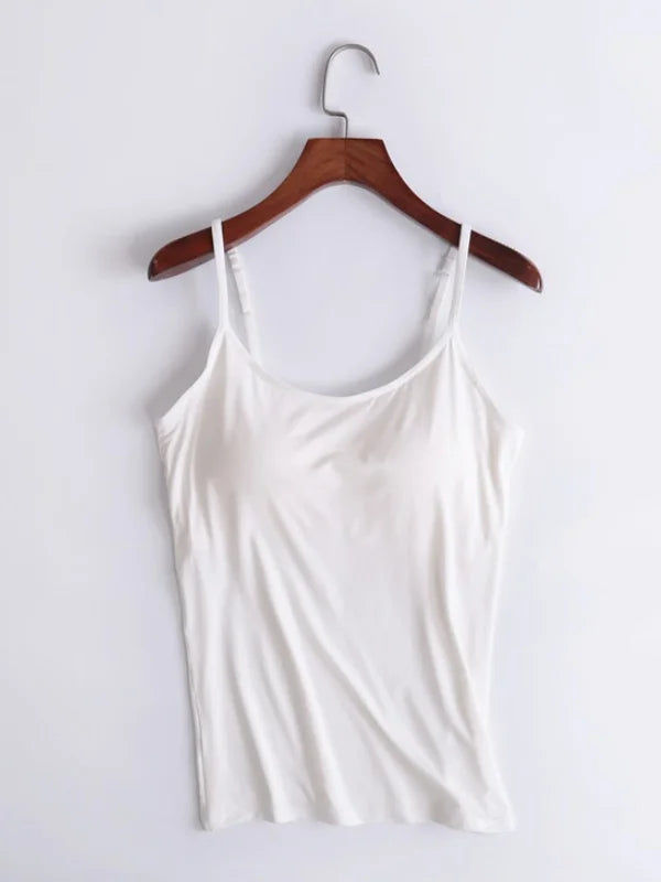 Women's Sleeveless Tank Top Summer Pearl white Plain Split Joint Modal Crew Neck Daily Going Out Simple Top