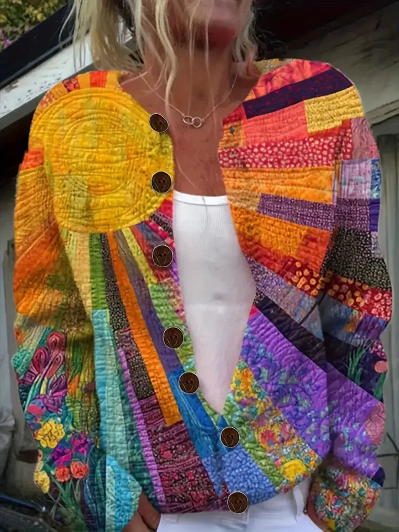Ethnic Loose Crew Neck Casual Cardigan