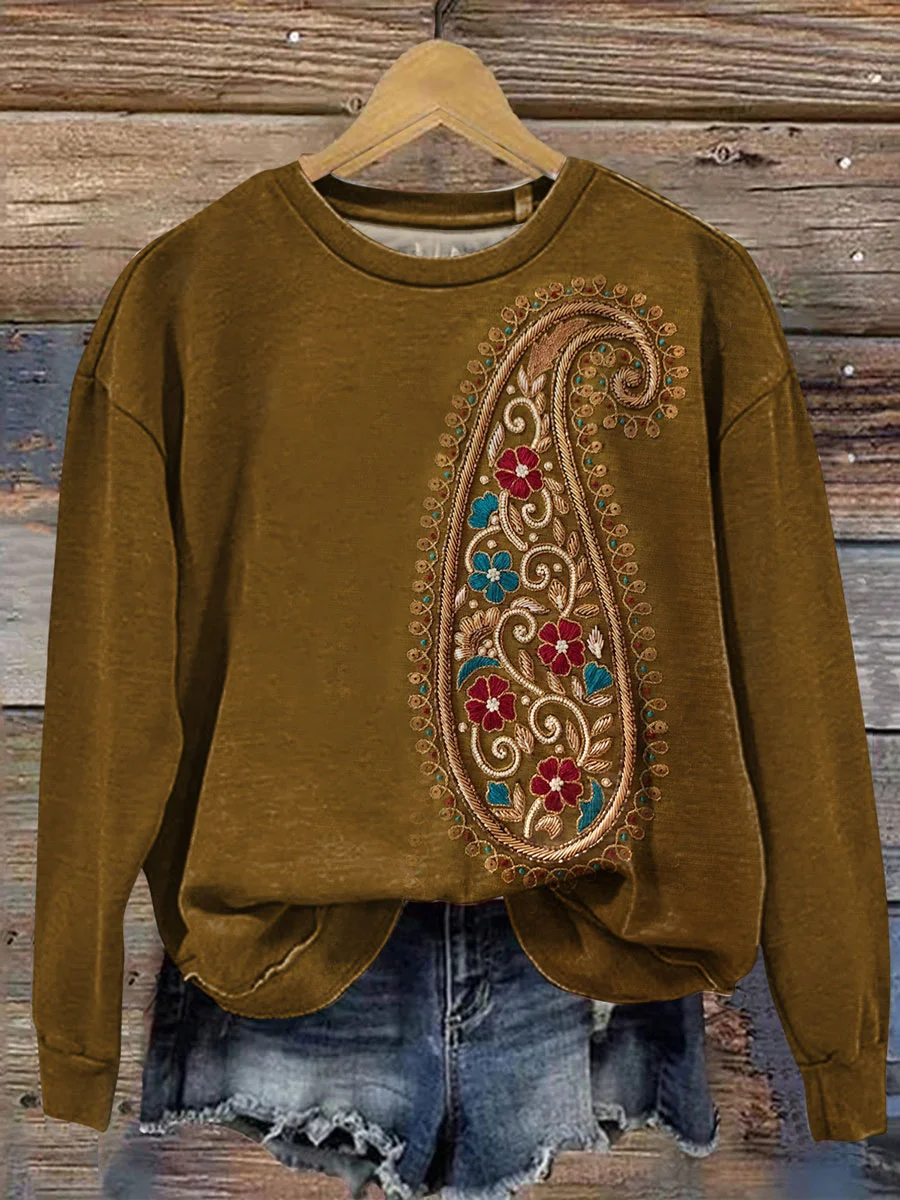 Loose Crew Neck Printing Casual Sweatshirt