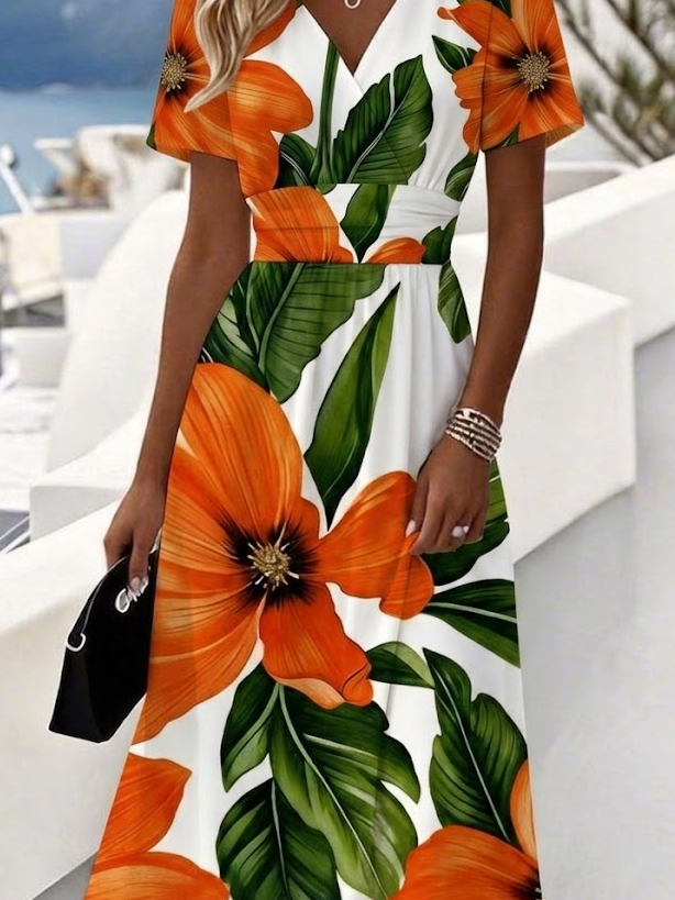 V Neck Elegant Dress With No