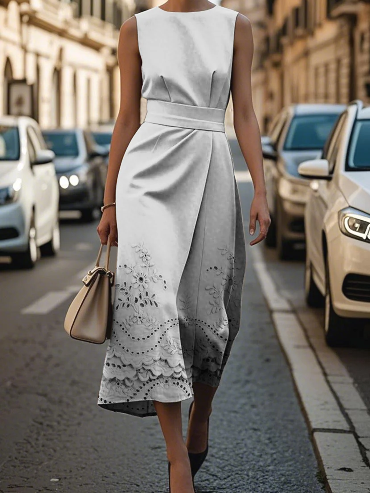 Elegant Regular Fit Crew Neck Dress With No
