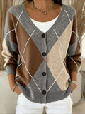 Women's Floral Print Casual V-Neck Cardigan