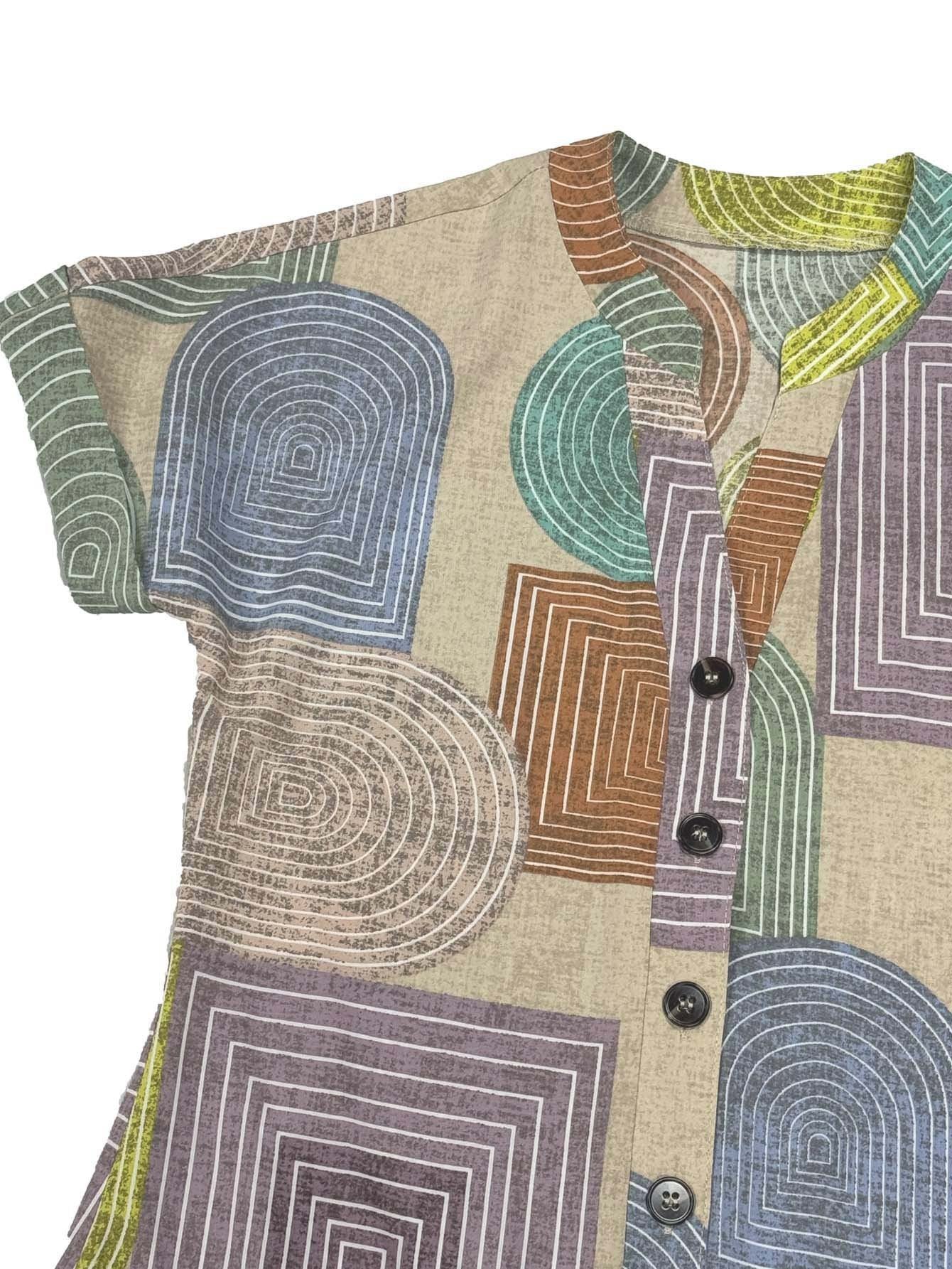 Loose Casual Geometric Others Dress With No
