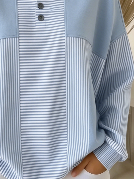 Striped Others Loose Casual Sweatshirt