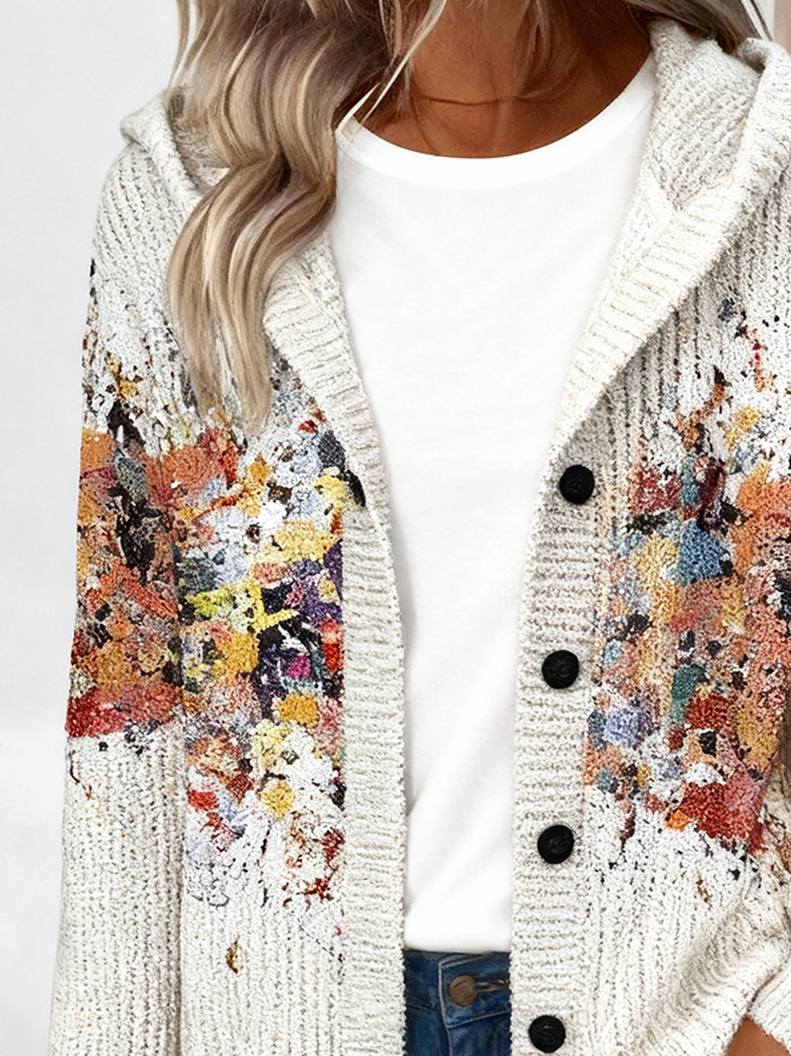 Loose Gradient Pattern Simple Cardigan