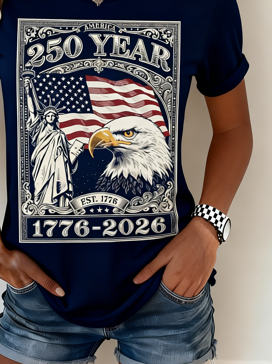 250th anniversary Cotton Regular Fit Independence Day Casual T-Shirt