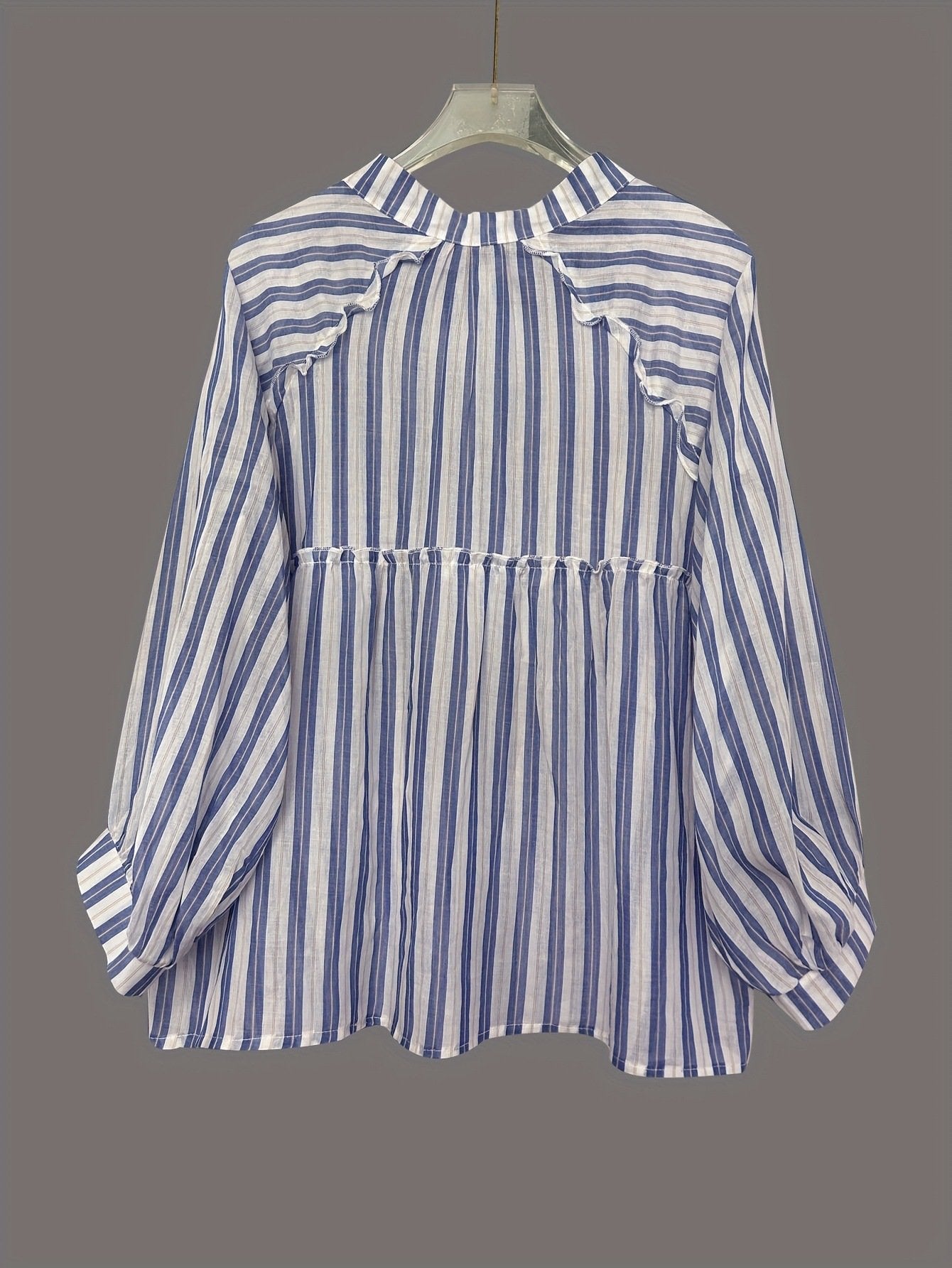 Linen Blend Balloon Sleeve Loose Others Casual Shirt
