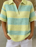 Geometric Polo Collar Vintage T-Shirt