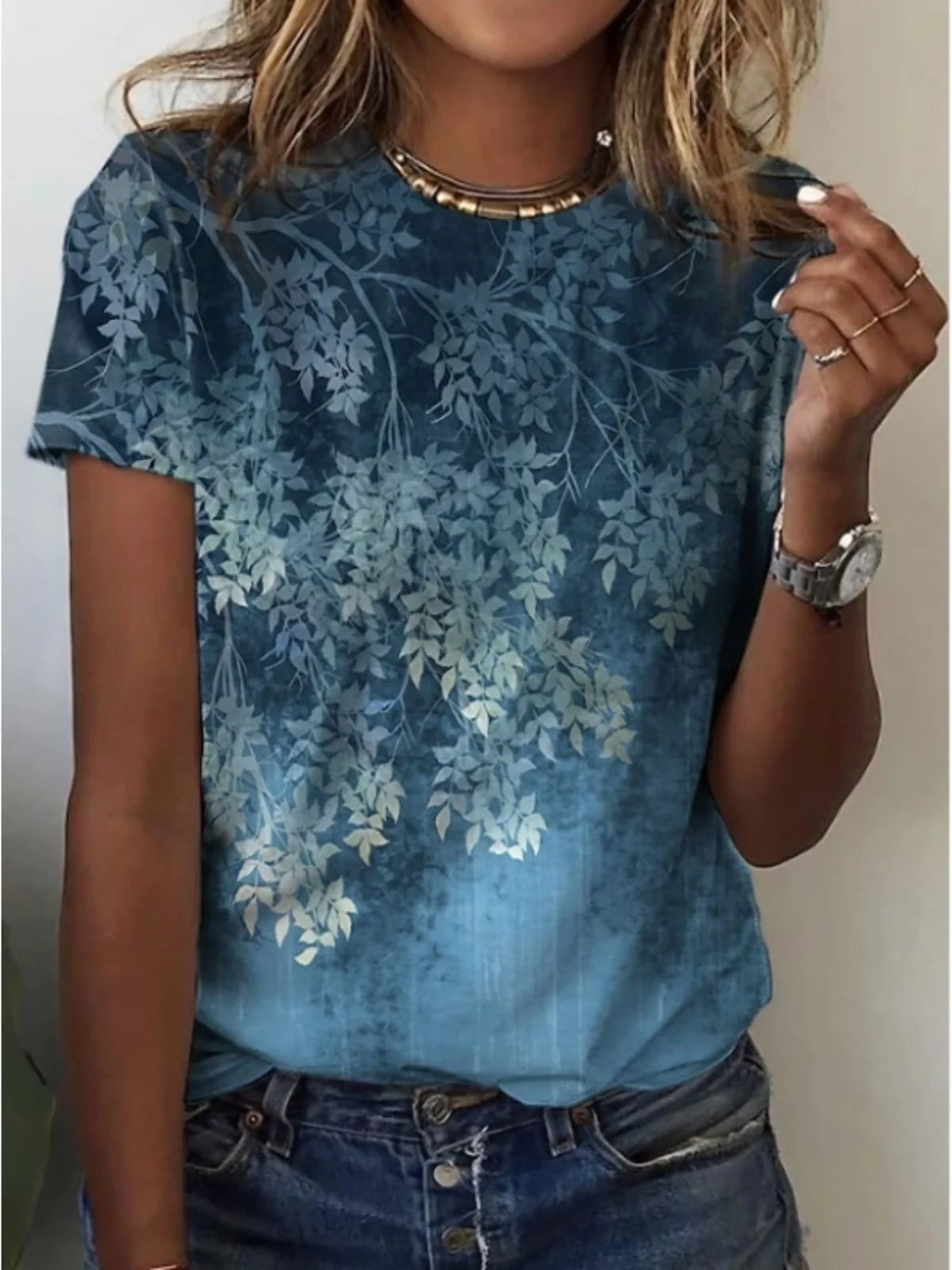 Crew Neck Casual Cotton T-Shirt