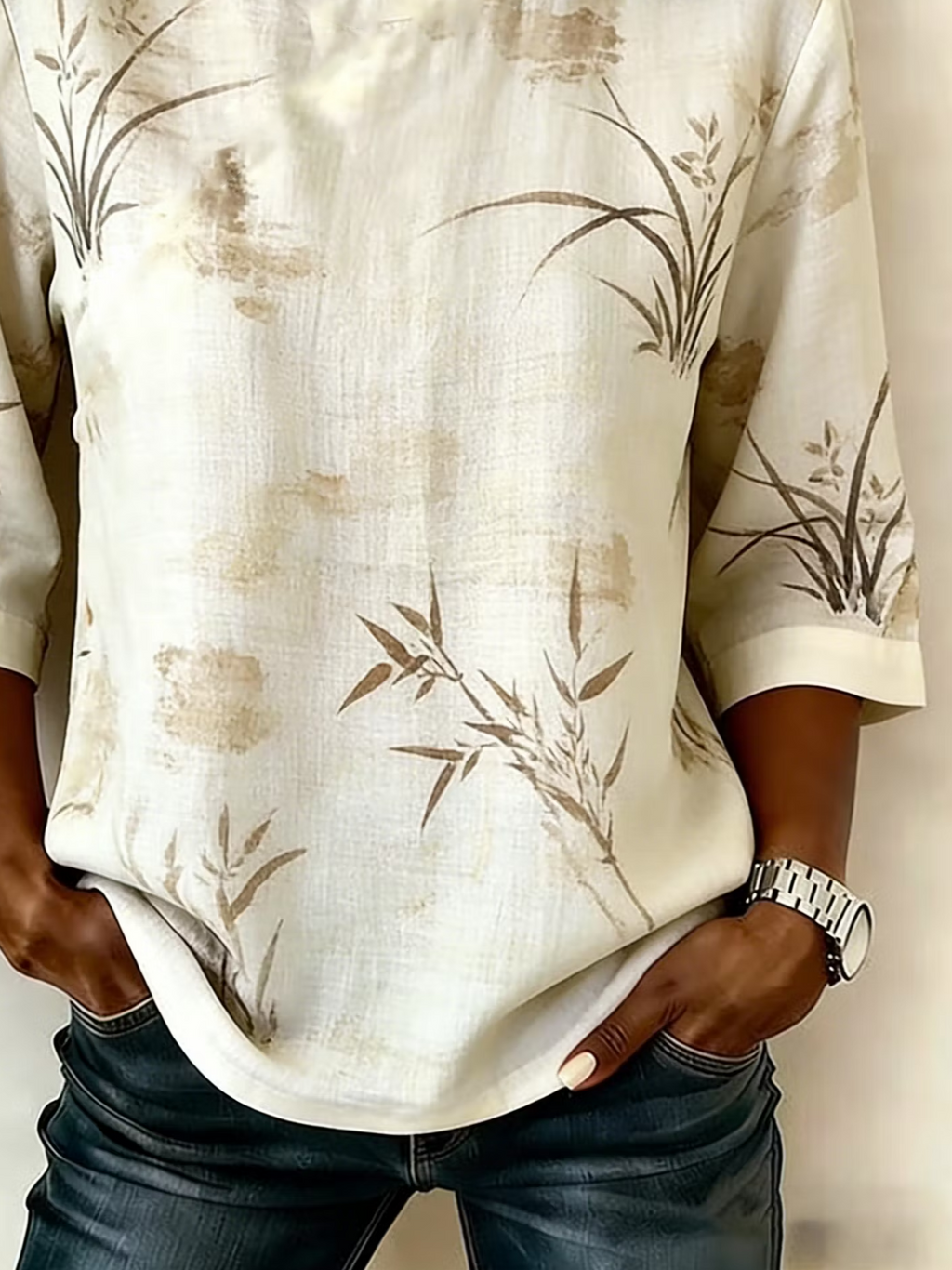 Women's Half Sleeve Blouse Summer Apricot Plants Printing Crew Neck Daily Going Out Vintage Top