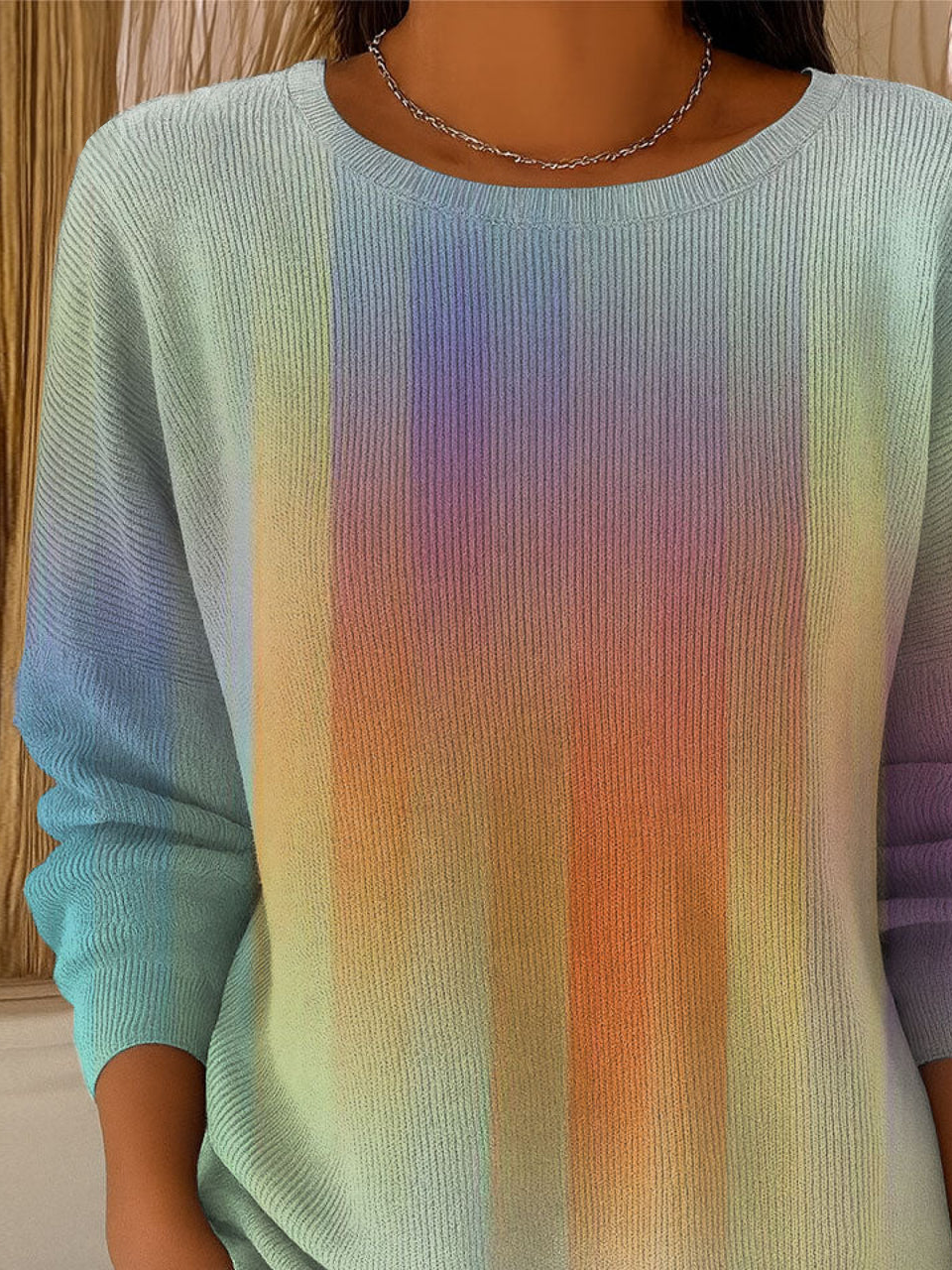 Regular Fit Crew Neck Casual Abstract Tops
