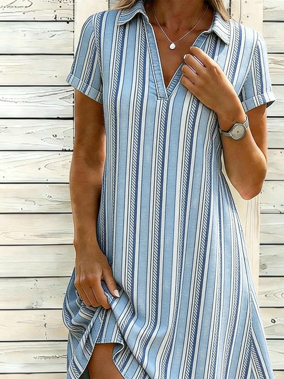 Loose Elegant Shawl Collar Shirt Dress With No