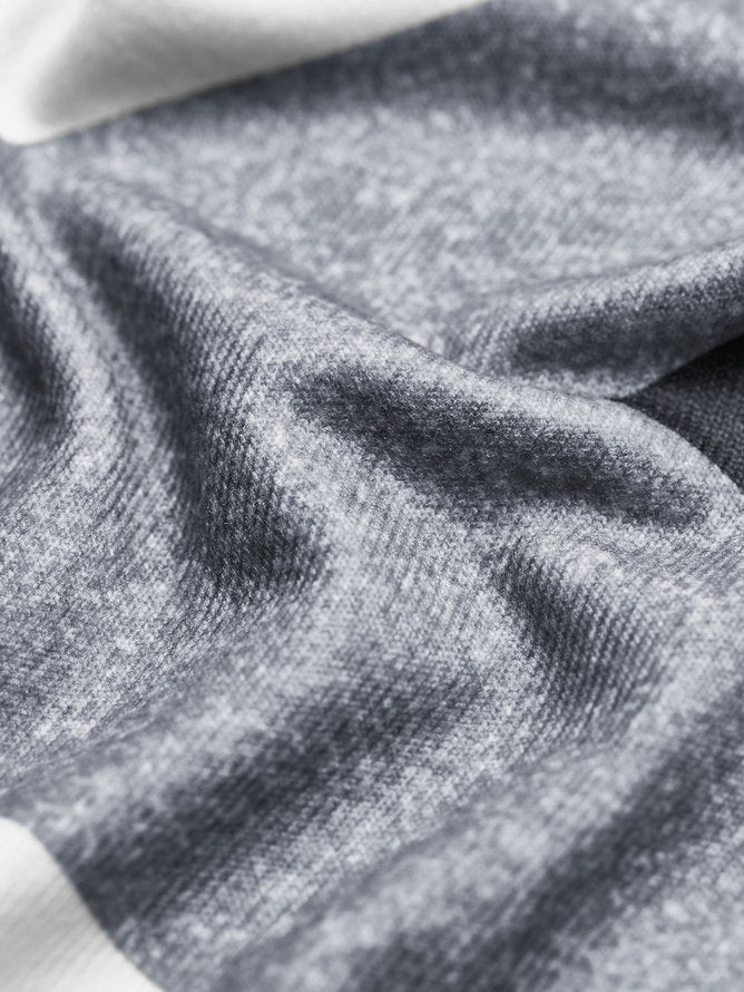 Women's Geometric Cashmere Blend Contrast Color Positioning Print Round Neck Long Sleeve T-Shirt