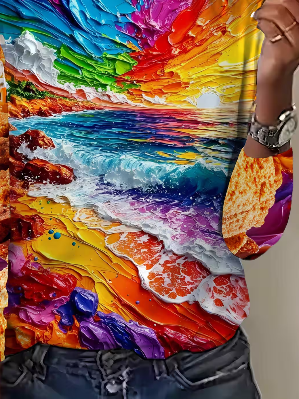 Women's Long Sleeve T-shirt Spring/Fall As Picture Abstract Printing Jersey Crew Neck Daily Going Out Casual Top