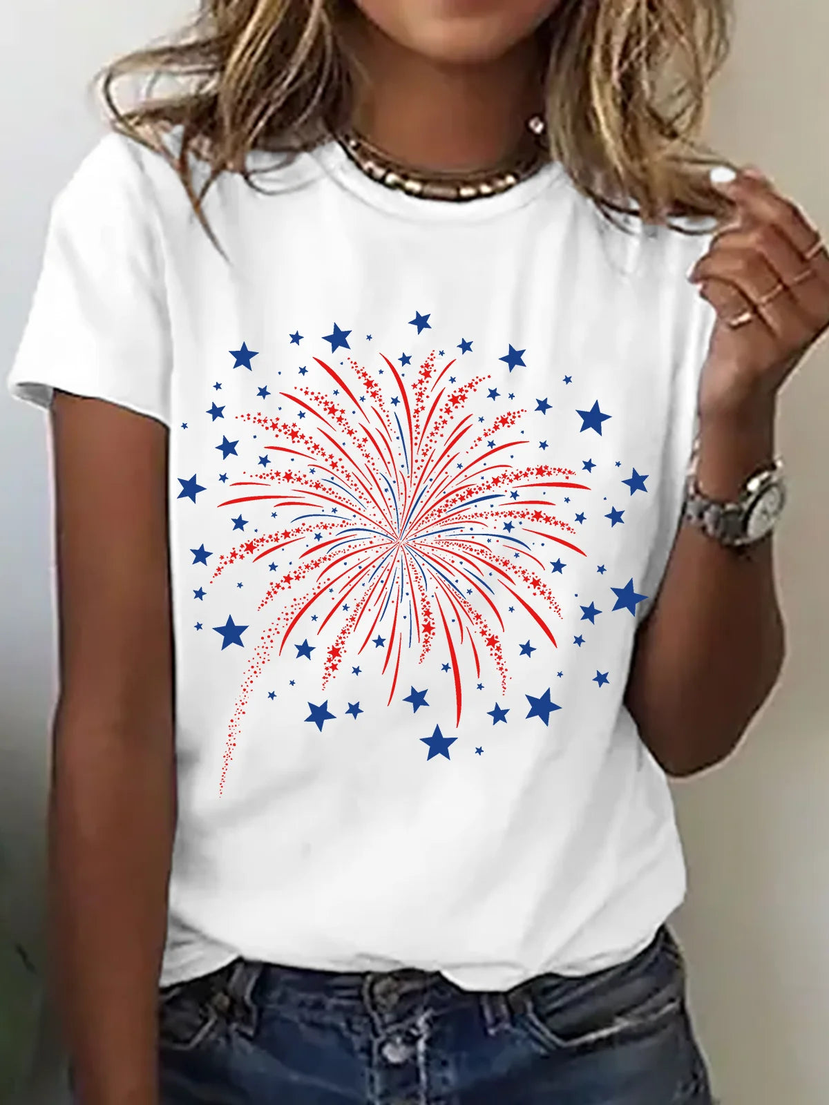 Firework USA 4th Of July Cotton T-Shirt