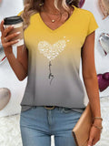 Jersey Heart Print V Neck 3D Printing Casual Regular Fit Valentine's Day Going Out Casual T-Shirt