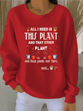 Vintage Crew Neck Loose Text Letters Sweatshirt