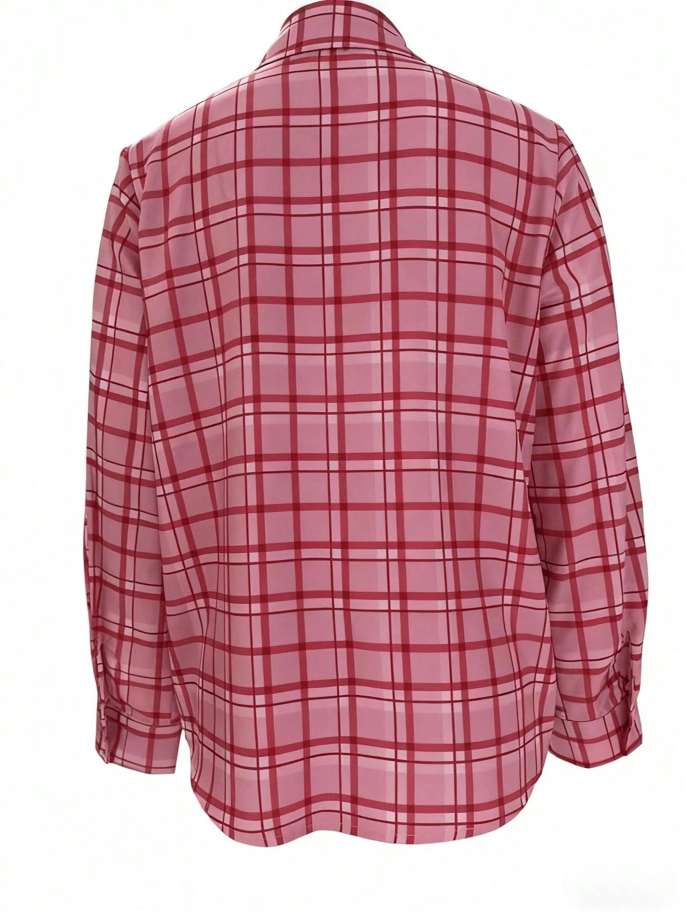 Elegant Plaid Loose Shawl Collar Shirt