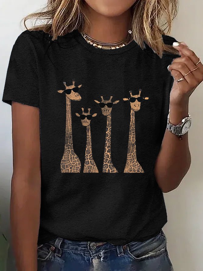 Giraff Crew Neck Loose Casual T-Shirt