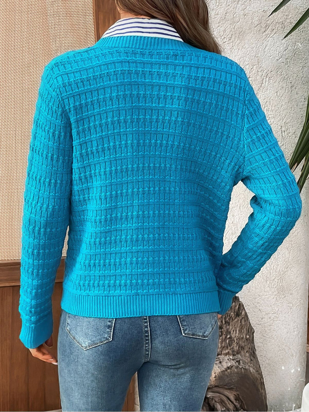 Simple Crew Neck Plain Cardigan