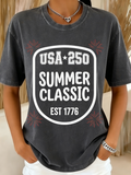 250th anniversary Casual Crew Neck Regular Fit Independence Day T-Shirt