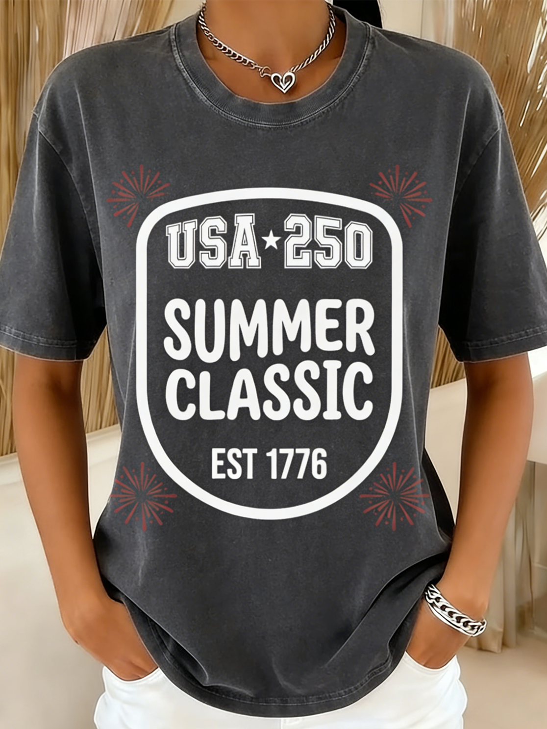 250th anniversary Casual Crew Neck Regular Fit Independence Day T-Shirt