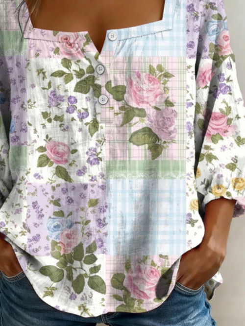 Loose Elegant Others Floral Shirt