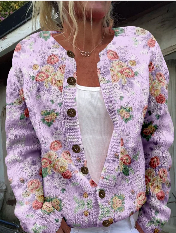 Women's Vintage 3D Print Cardigan