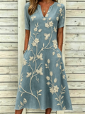 Others Loose Floral Elegant Dress With No