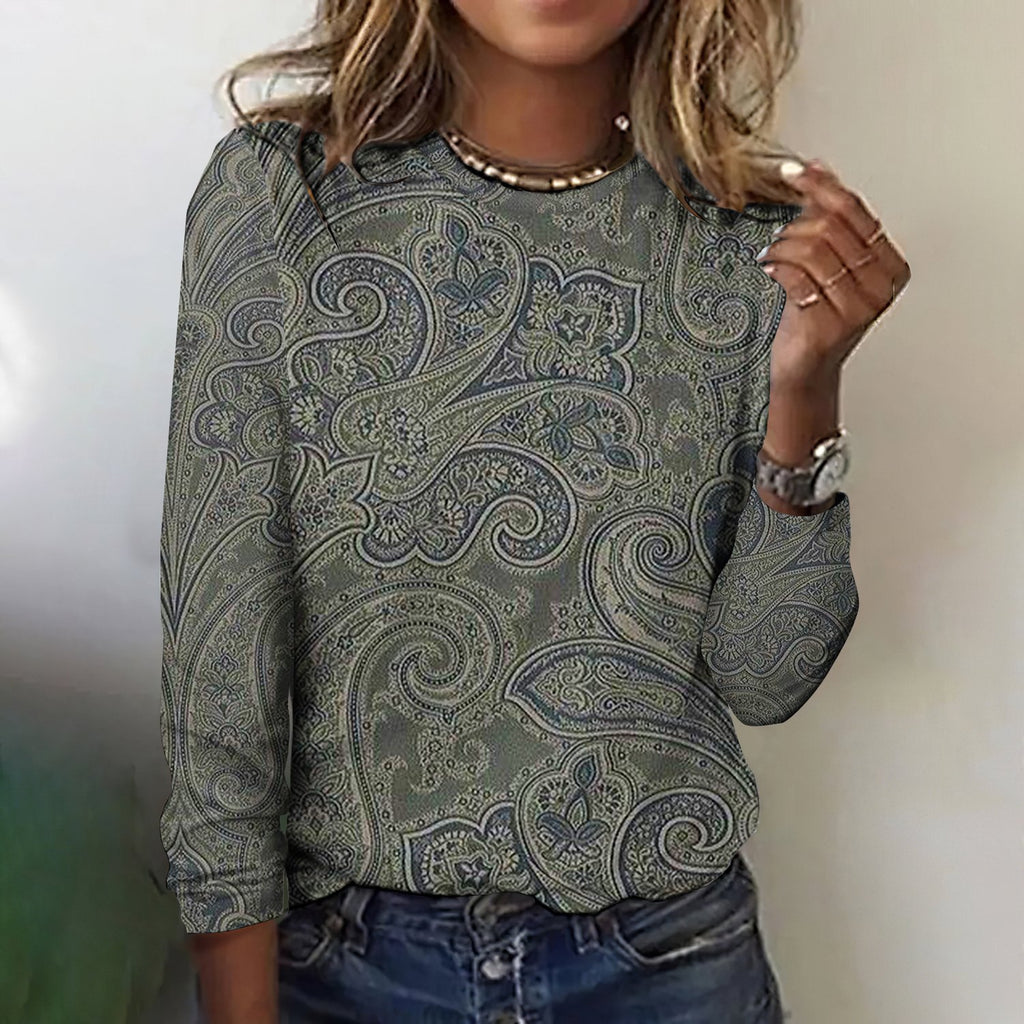 Floral printed long sleeved T-shirt