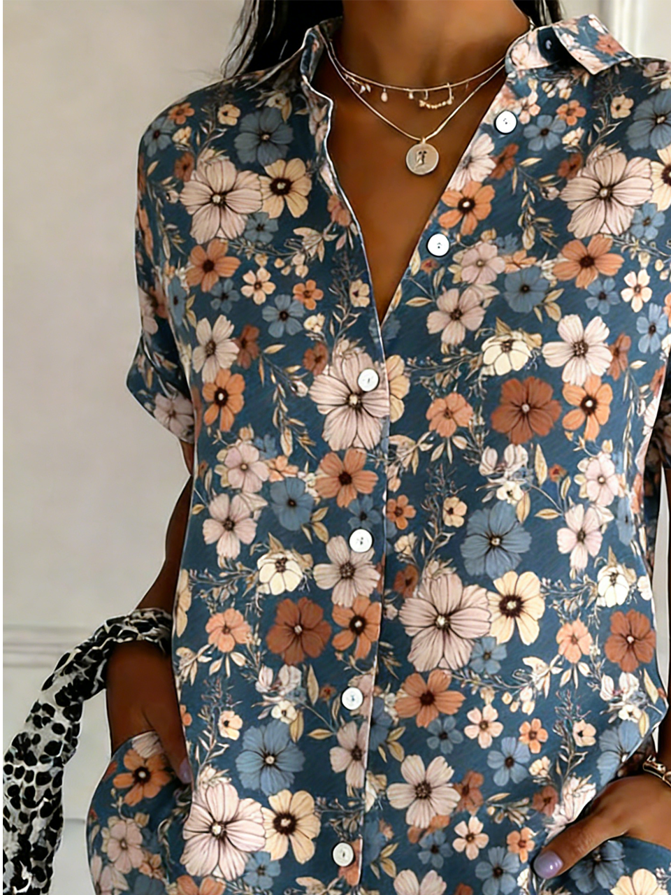 Elegant Regular Fit Cotton And Linen Floral Shirt