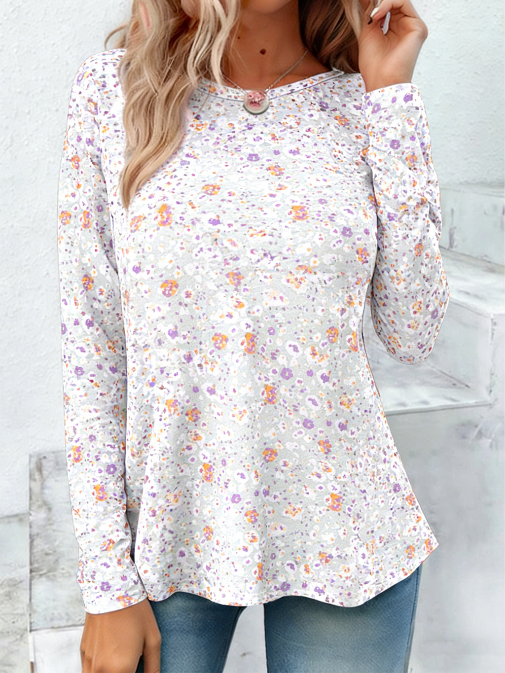 Casual Loose Ditsy Floral Jersey T-Shirt