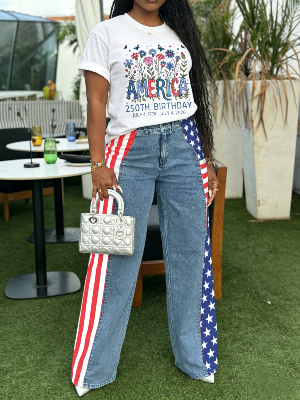 Women's 250th Anniversary Of The Founding Of the United States Vintage Short Sleeve Crew Neck 3D Printing Floral Daily Going Out Casual T-Shirt