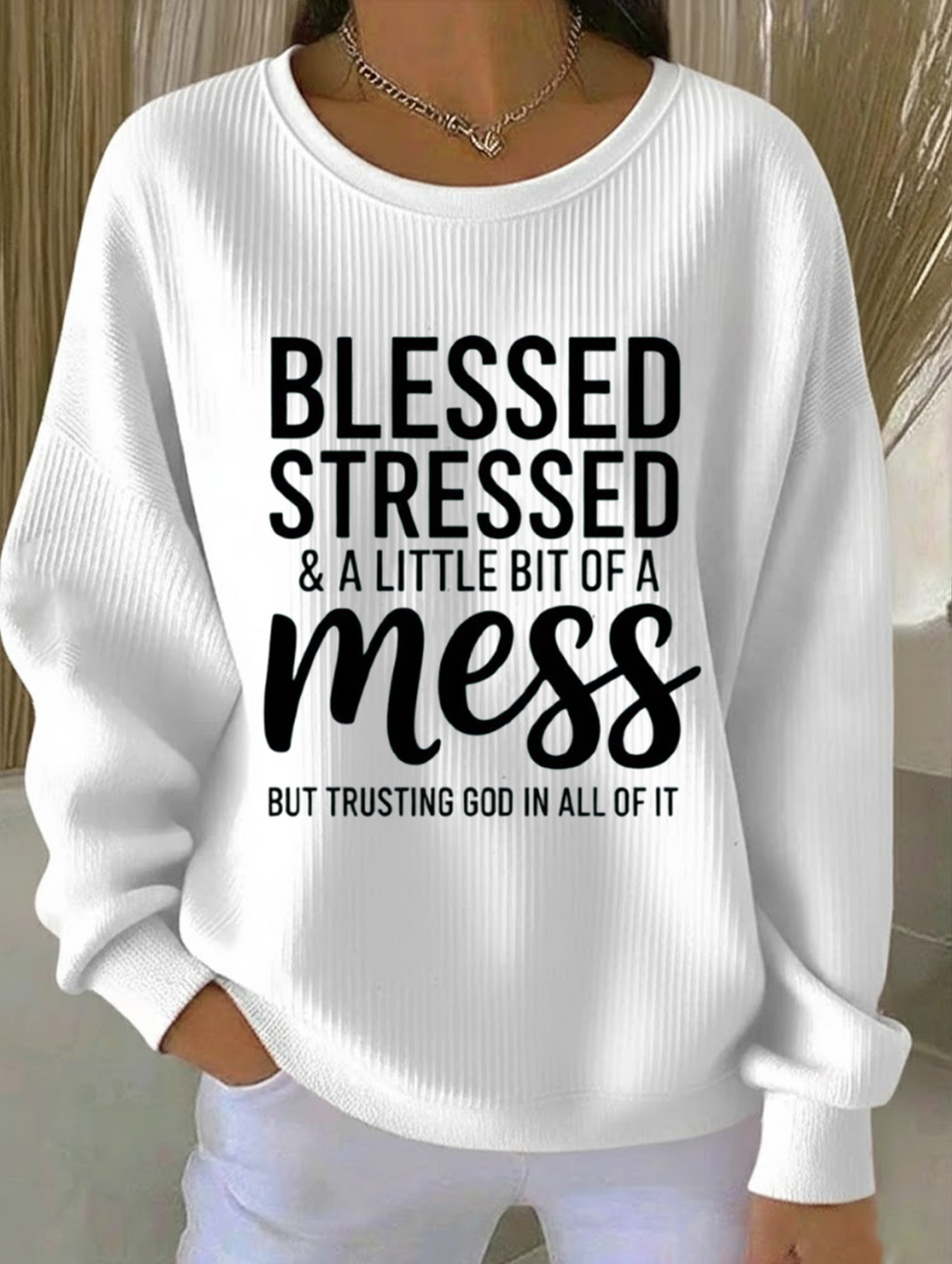 Casual Text Letters Printing Loose Sweatshirt