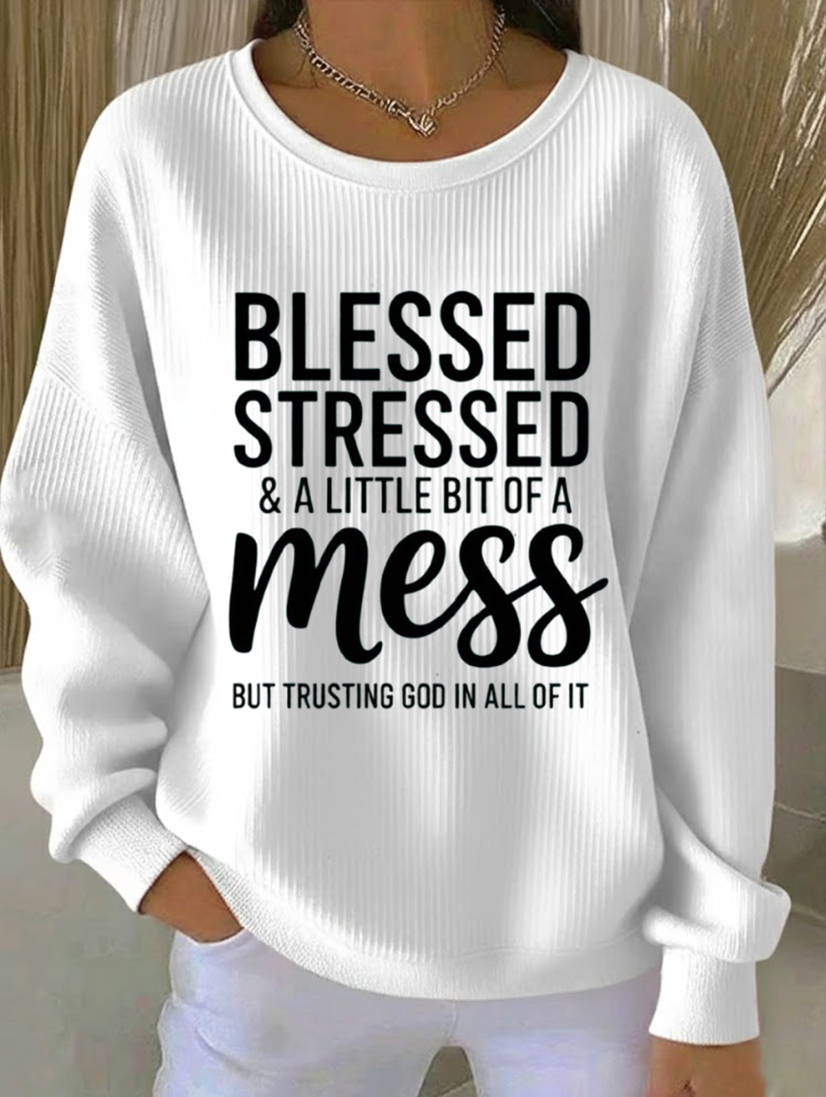 Casual Text Letters Printing Loose Sweatshirt