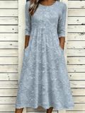 Daisy Floral Sequin Print Casual A-Line Midi Dress