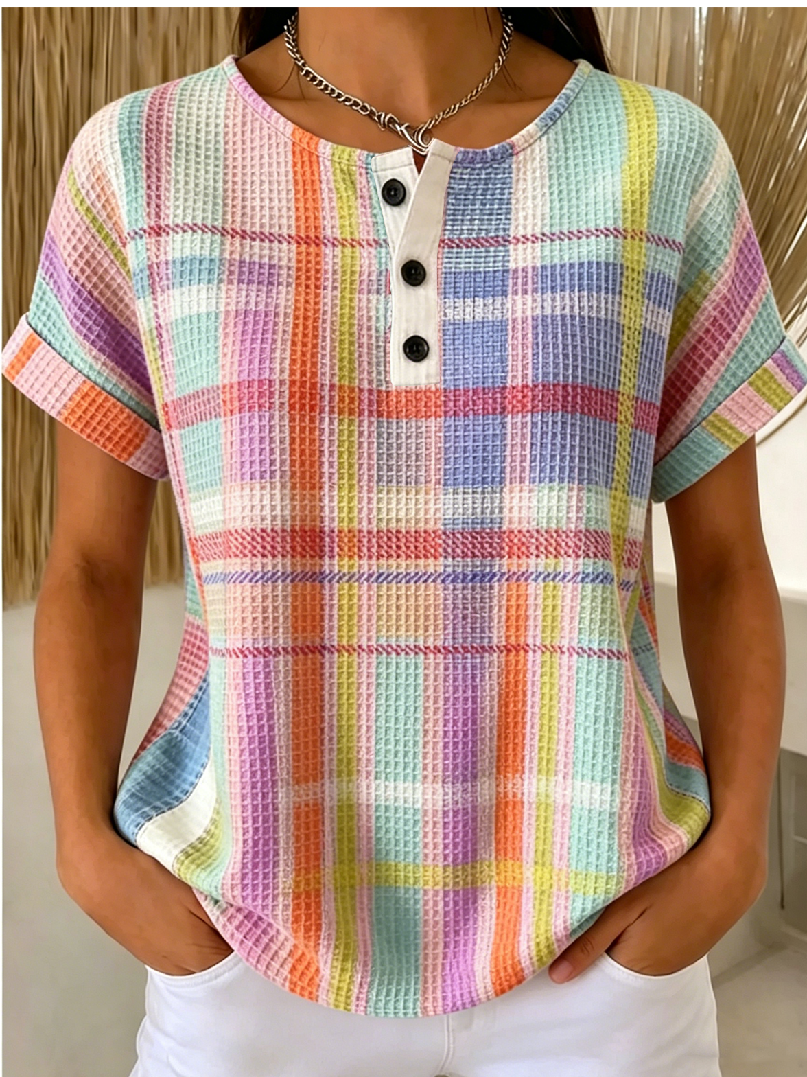 Loose Vintage Others Plaid T-Shirt