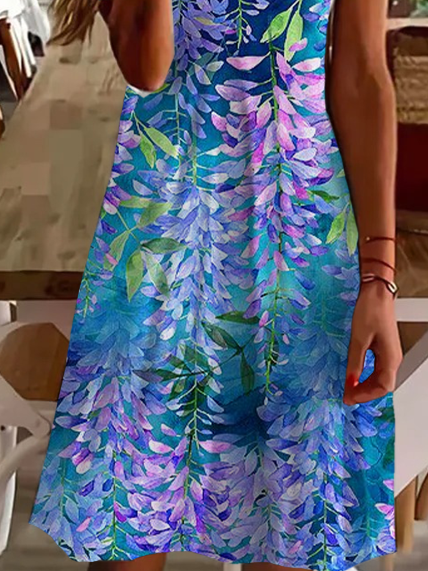 Women's Floral Print Casual V-Neck Short Sleeve Dress