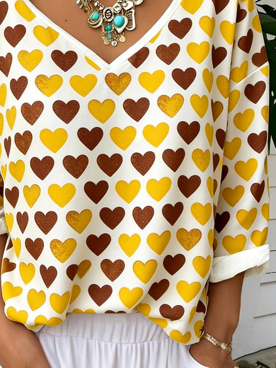 Loose Jersey Vintage Heart/Cordate T-Shirt