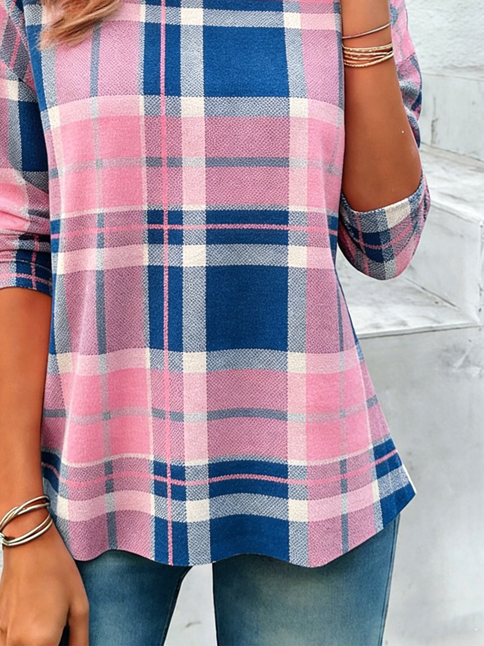 Loose Geometric Elegant Crew Neck T-Shirt