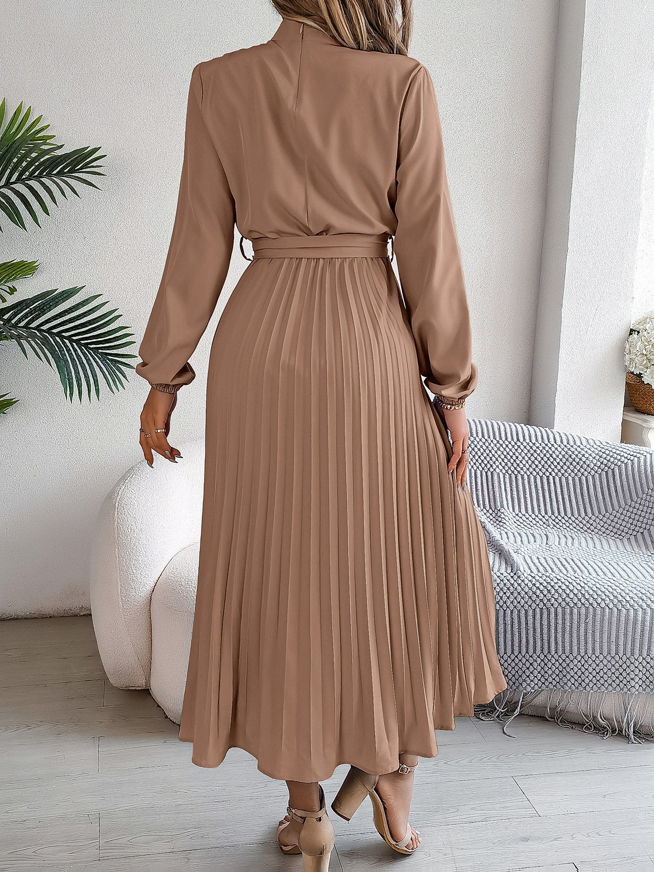 Women's Short Sleeve Summer Wine Red Plain Split Joint Stand Collar Daily Going Out Vintage Maxi A-Line Tank Dress