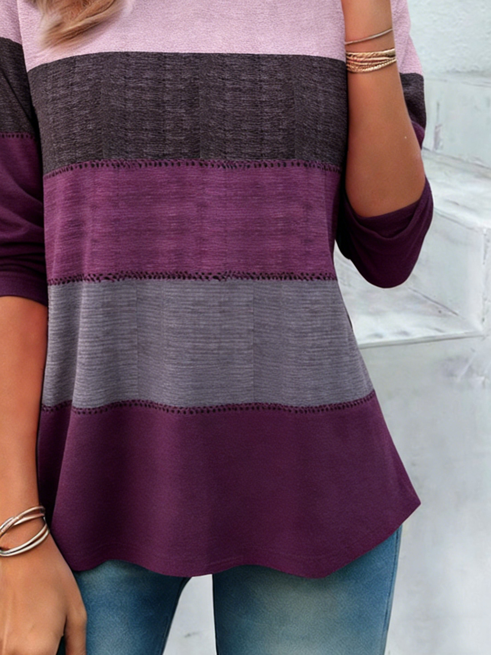 Striped Cotton Loose Elegant T-Shirt