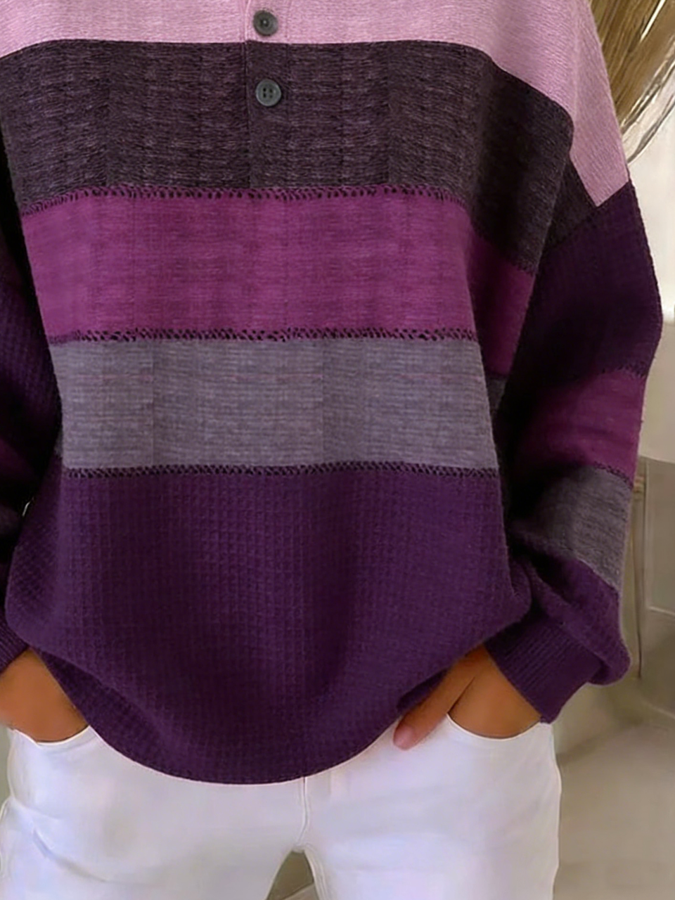 Multicolor Block Loose Casual Sweatshirt