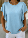 Loose Elegant Plain Crew Neck T-Shirt