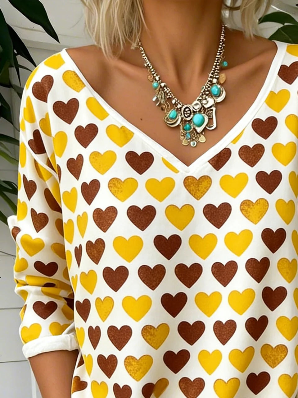 Loose Jersey Vintage Heart/Cordate T-Shirt